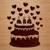 Beautiful Birthday Treats Clip Art SVG illustration of a birthday cake with love hearts and colorful decorations.