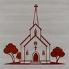 Stunning Christian Building SVG A simple vector illustration of a traditional Christian church building with a prominent steeple and ornate details.