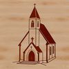 Church Design Illustration Illustrated design of a Protestant church building with architectural details.