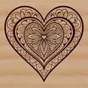 A colorful mandala design in the shape of a heart, suitable for vector art applications.