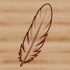 A detailed vector graphic of a single feather with smooth lines and sharp edges.