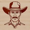 A digital illustration of a cowboy in traditional attire, suitable for vector graphics and cutting machines.