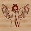 A digital illustration of a serene angel with outstretched wings.