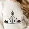 Christian Church Silhouette SVG Art A simple design of a Christian church with a traditional style and architectural elements.