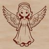 A stylized illustration of a winged angel, suitable for vector design and cutting machine templates.
