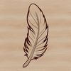 An SVG graphic representation of a stylized feather with clean lines and smooth curves.