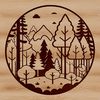 Free Forest Clip Art Vector Design Image Illustrated forest landscape with trees in various stages of growth, suitable for vector design projects.