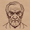 A simple line drawing of a mature male figure in a neutral pose.