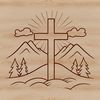 A simple religious cross design with clean lines and geometric shapes.