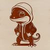 A detailed illustration of a salamander in various colors, suitable for vector graphics.