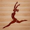 Beautiful Clip Art of a Gymnast in Action A young female gymnast in motion, performing a back handspring on a springboard.