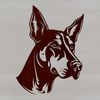 Beautiful Stylized Dog Head Illustration An illustration of a Doberman Pinscher's head, depicted in a stylized vector format.