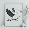 Beautiful Dove Vector Graphics A white dove perched on a branch, depicted in vector format with clean lines and simple design.