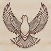 A white bird with rounded wings and a gentle expression, commonly associated with peace and spiritual significance.