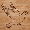 A white dove illustrated in simple line art style, suitable for graphic design and digital printing.