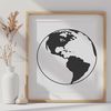 Beautiful Planet Design A 2D illustration of the planet Earth in a stylized format.
