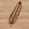 A single white feather designed as a vector graphic.