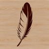 An isolated SVG design of a single feather in detailed vector art form.