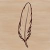 An isolated, scalable graphic representation of a feather.