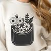 Elegant Floral Accents A stylized illustration of a floral pocket with intricate details and patterns.