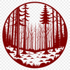 A detailed illustration of a forest landscape with various trees and foliage, suitable for vector graphics design.