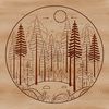 Lush Green Tree Landscape A detailed illustration of a forest with lush greenery and towering trees.