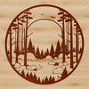 Tree Line Silhouette with Natural Textures A detailed illustration of a forest with various trees in different shapes and sizes.