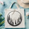 Serene Forest Scene Illustration An SVG vector graphic depicting a serene woodland scene with multiple trees and plants.