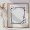 A geometric floral frame design created as a vector graphic.