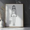 Young Girl Illustration in Simple Style A pre-designed graphic illustration of a young girl in a simple style, suitable for various design projects.