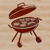 Free Grill Clip Art Vector Design A vector illustration of a backyard grill with sizzling food, designed for digital cutting machines.