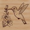 Hummingbird Silhouette with Floral Elements A vector illustration of a hummingbird in flight, surrounded by floral elements.