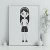 Smile Design SVG Clipart A young girl standing with a smile, created as vector art for various design purposes.