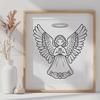 Beautiful Free Angel Clip Art SVG A digital vector illustration of a serene angel with intricate details.