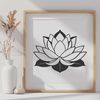 Beautiful Lotus Blooms in Artistic Style Illustration of a lotus flower, a symbol often used in religious contexts.