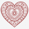 Vibrant Mandalas with Symbolic Patterns A intricately designed vector heart mandala with symbolic patterns.
