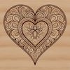 A geometric pattern of interconnected hearts forming a central motif, created as a vector graphic.