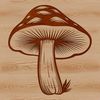 An editable graphic representation of a mushroom suitable for digital art and design projects.