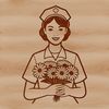 Female nurse depicted in a simple, vector illustration style.