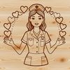 Female nurse holding heart shapes, ideal for healthcare or medical themed designs.