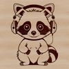 Adorable Masked Bandit SVG Design Vector illustration of a raccoon, suitable for digital cutting and crafting with tools like Cricut or laser cutter.
