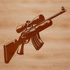 A stylized illustration of a rifle, suitable for vector art designs.