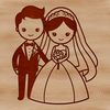 Wedding Scene Digital Illustration A digital illustration of a wedding scene with bride and groom.