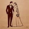 Free Bride and Groom Vector Art A stylized illustration of a bride and groom exchanging vows on their wedding day.