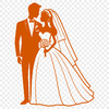 Wedding Scene Illustration A traditional wedding scene with bride and groom surrounded by flowers and decorations.