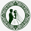 Blushing Bride and Groom in Floral Surrounds A pair of newlyweds standing together, surrounded by flowers and foliage.