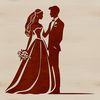 Beautiful Wedding Scene with Bride and Groom An SVG graphic of a wedding scene with the bride and groom exchanging vows surrounded by floral arrangements and decorations.