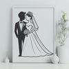 Lovely Bride and Groom Wedding Illustration A wedding-themed SVG graphic featuring a bride and groom surrounded by floral elements.