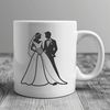 Beautiful Wedding SVG Template A customizable wedding template featuring a bride and groom in a romantic pose, ideal for vector art and design projects.