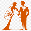 Beautiful Wedding Scene Clip Art Illustrated wedding scene featuring a bride and groom, created as a digital vector graphic.